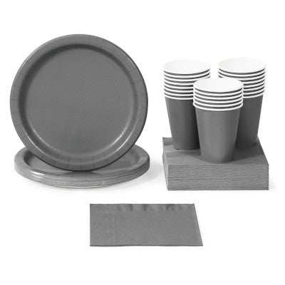 Glamour Gray Solid Color Paper Tableware