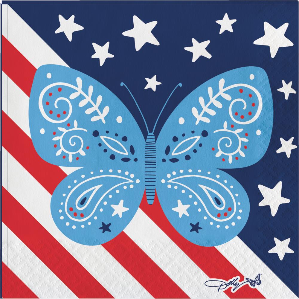 Dolly Parton Patriotic Butterflies Napkins (Case of 192) by Creative Converting
