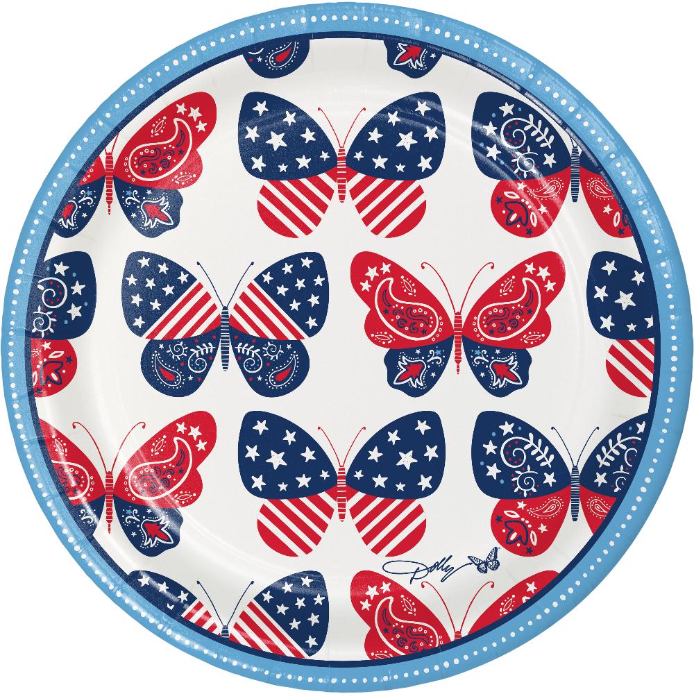 Dolly Parton Patriotic Butterflies Dessert Plates (Case of 96) by Creative Converting