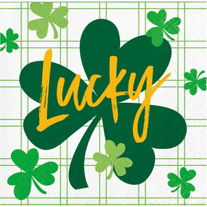 Bulk Shamrock and Roll "Lucky" 2 Ply Beverage Napkin (Case of 192)