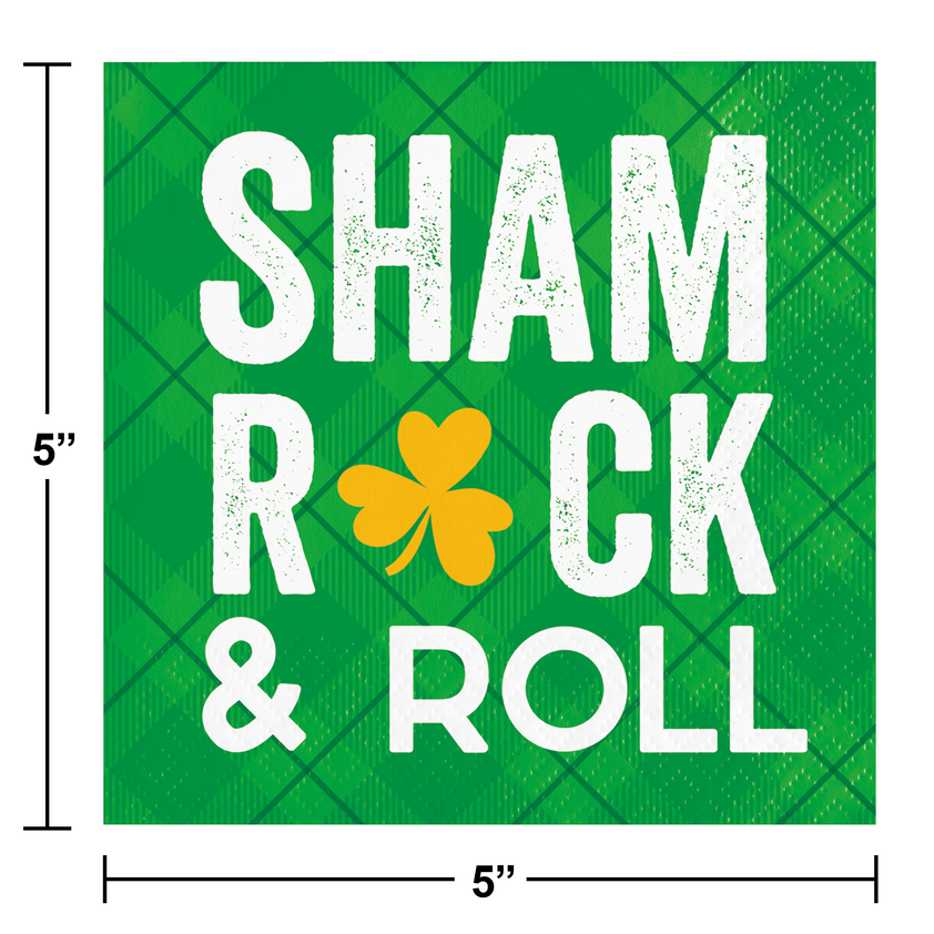 Bulk Shamrock and Roll 2 Ply Beverage Napkin (Case of 192)