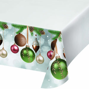 Dazzling Ornaments Paper Tablecover, Border Print (Case of 12) by Creative Converting