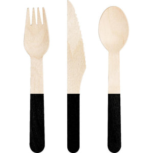 Black Velvet Wooden Cutlery, Assorted (Case of 288) by Creative Converting