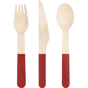 Classic Red Wooden Cutlery, Assorted (Case of 288) by Creative Converting