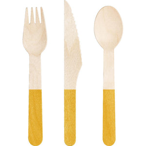 School Bus Yellow Wooden Cutlery, Assorted (Case of 288) by Creative Converting