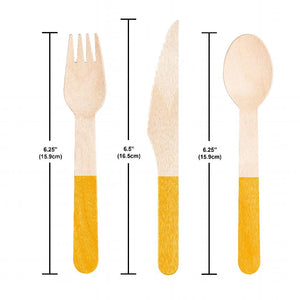 School Bus Yellow Wooden Cutlery, Assorted (Case of 288) by Creative Converting