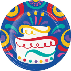 Birthday Swirls Paper Dessert Plate (Case of 96) by Creative Converting