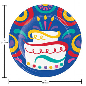 Birthday Swirls Paper Dessert Plate (Case of 96) by Creative Converting