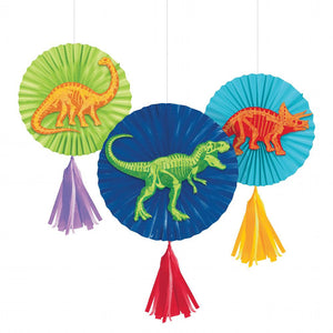 Dino Dig Paper Fans w/ Tassels (Case of 36) by Creative Converting