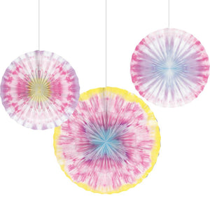 18ct Bulk Tie Dye Party Paper Fans