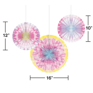 18ct Bulk Tie Dye Party Paper Fans