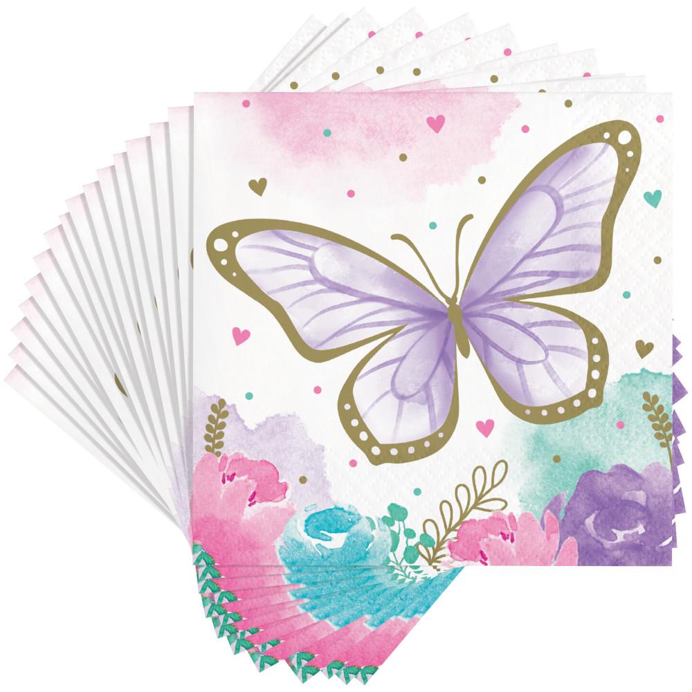 192ct Bulk Golden Butterfly Beverage Napkins