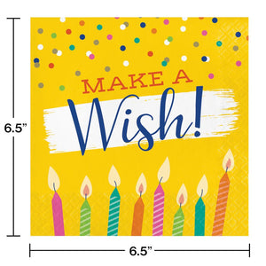 192ct Bulk Festive Cake Make a Wish Luncheon Napkins