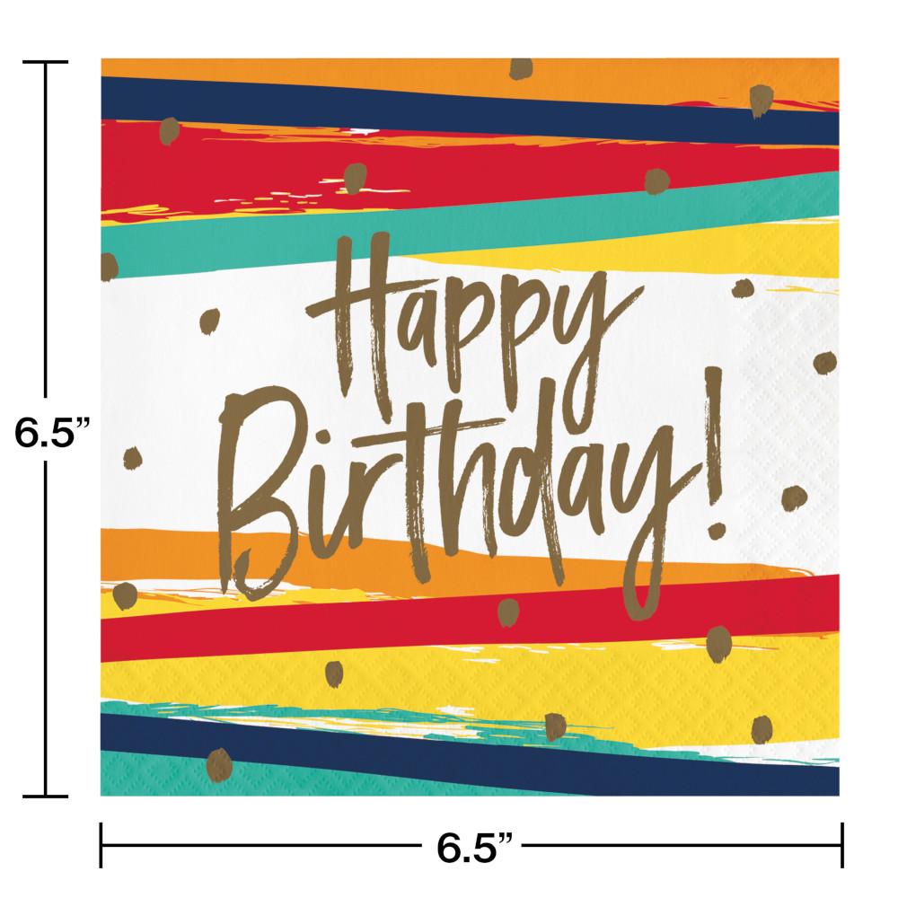 192ct Bulk Happy Birthday Stripes Luncheon Napkins