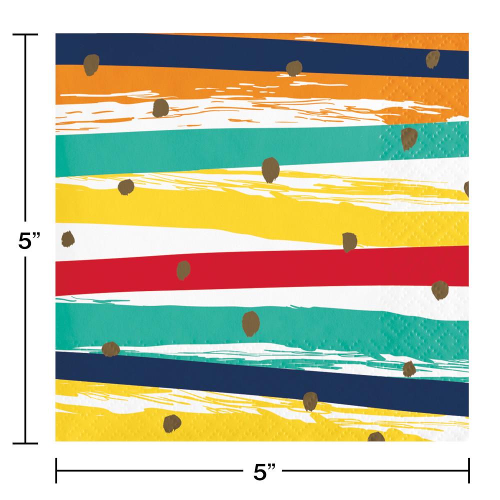 192ct Bulk Birthday Stripes Beverage Napkins