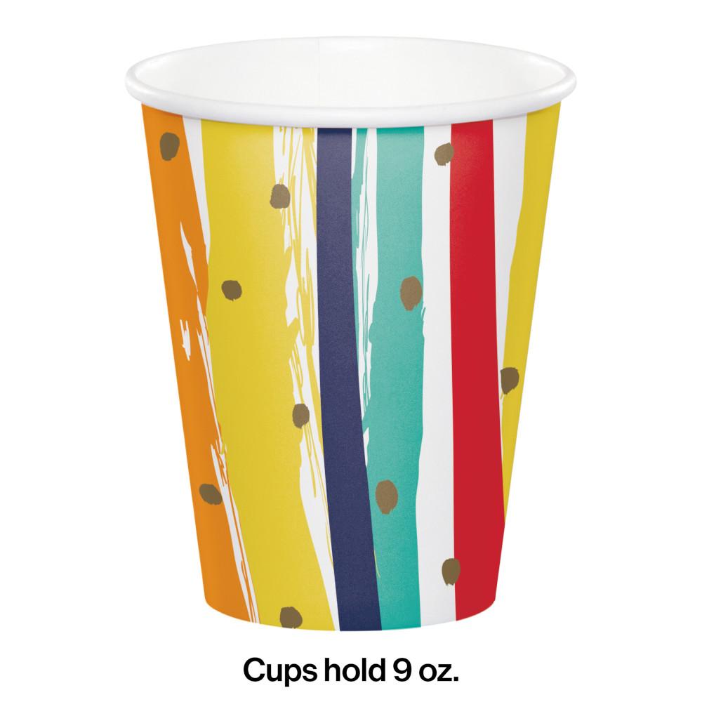 96ct Bulk Birthday Stripes Paper Cups