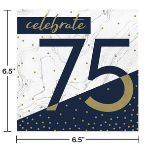 192ct Bulk Navy and Gold 75th Birthday Luncheon Napkins