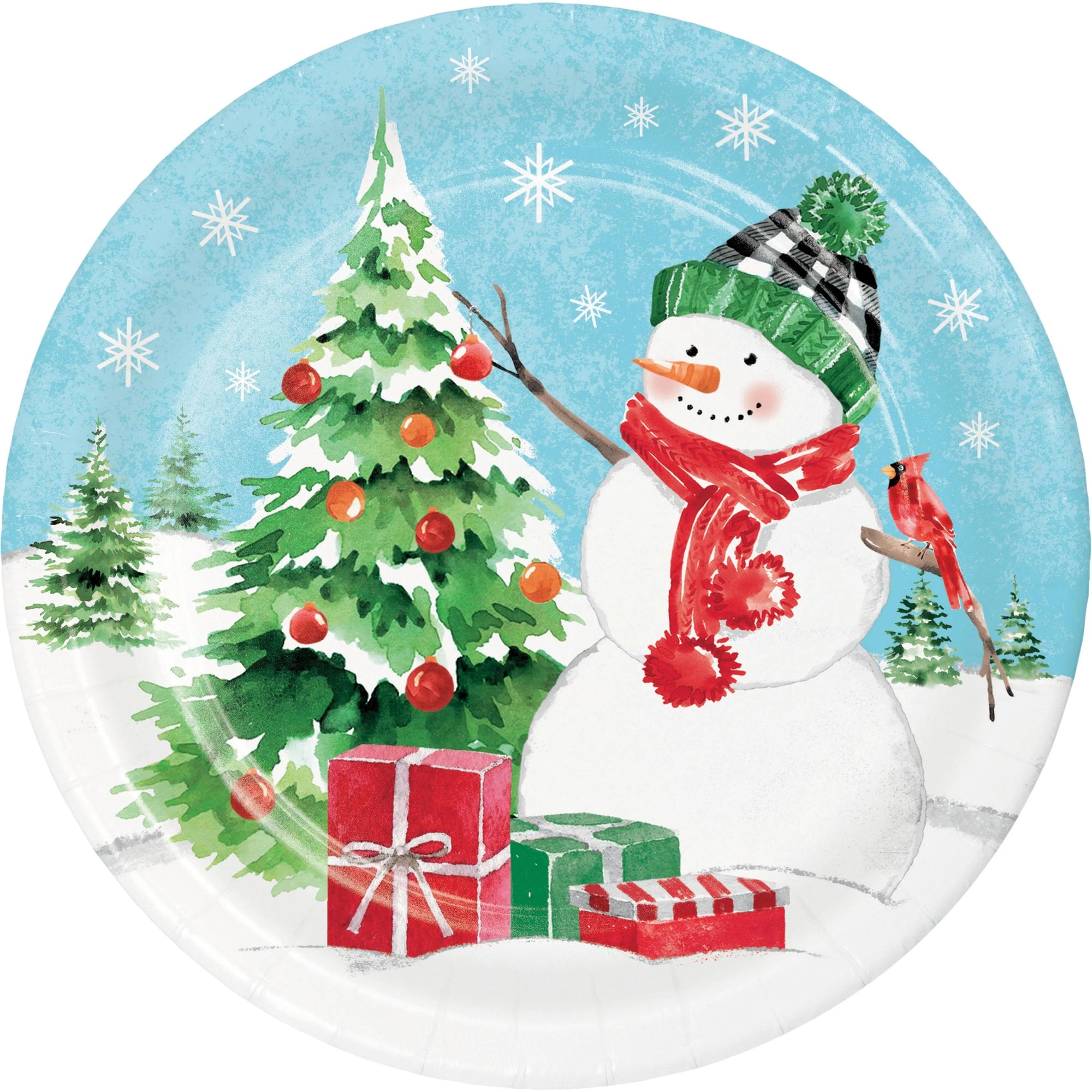 Bulk Case of Snowflakes and Snowmen 6.75 Inch Dessert Plate