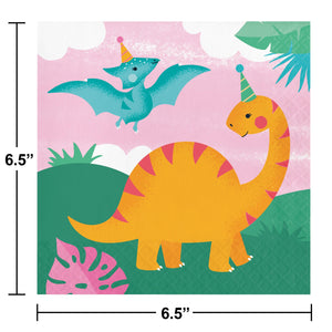 Bulk Case of Girl Dino Party Luncheon Napkin