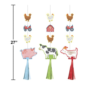 Bulk Case of Farm Animals Hanging Cutouts w/ Tassels