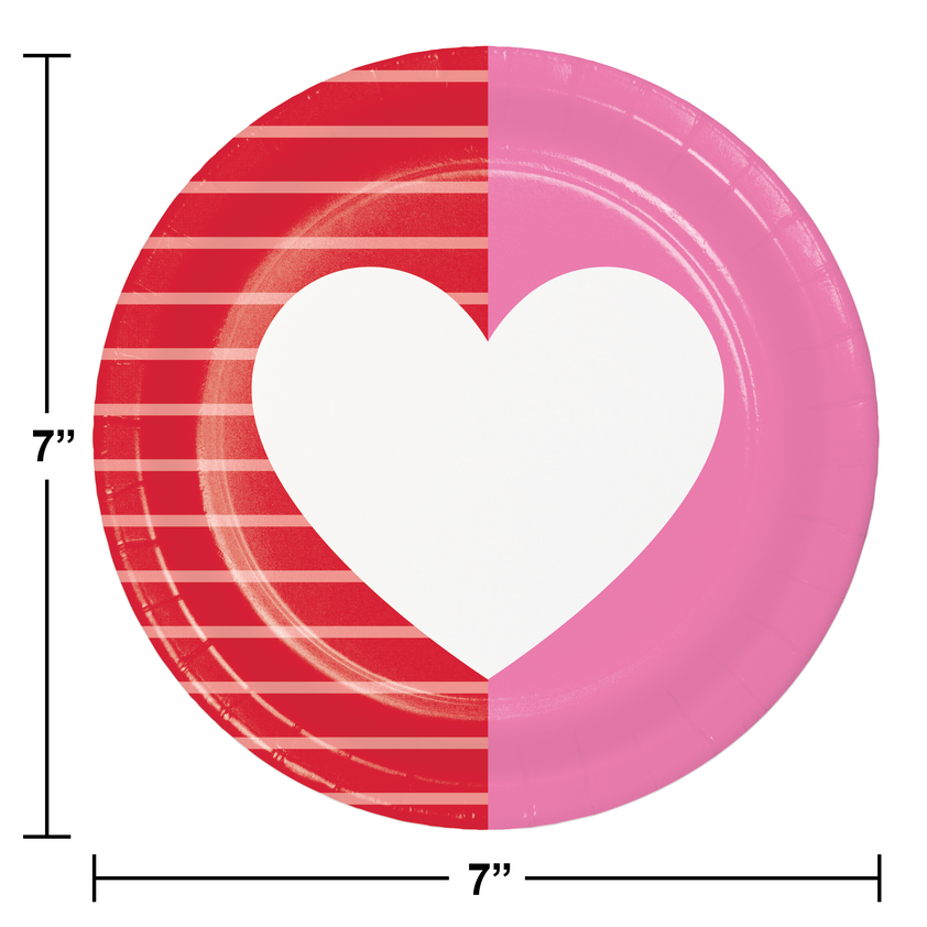 96ct Bulk Valentine's Textures Paper 7" Dessert Plate