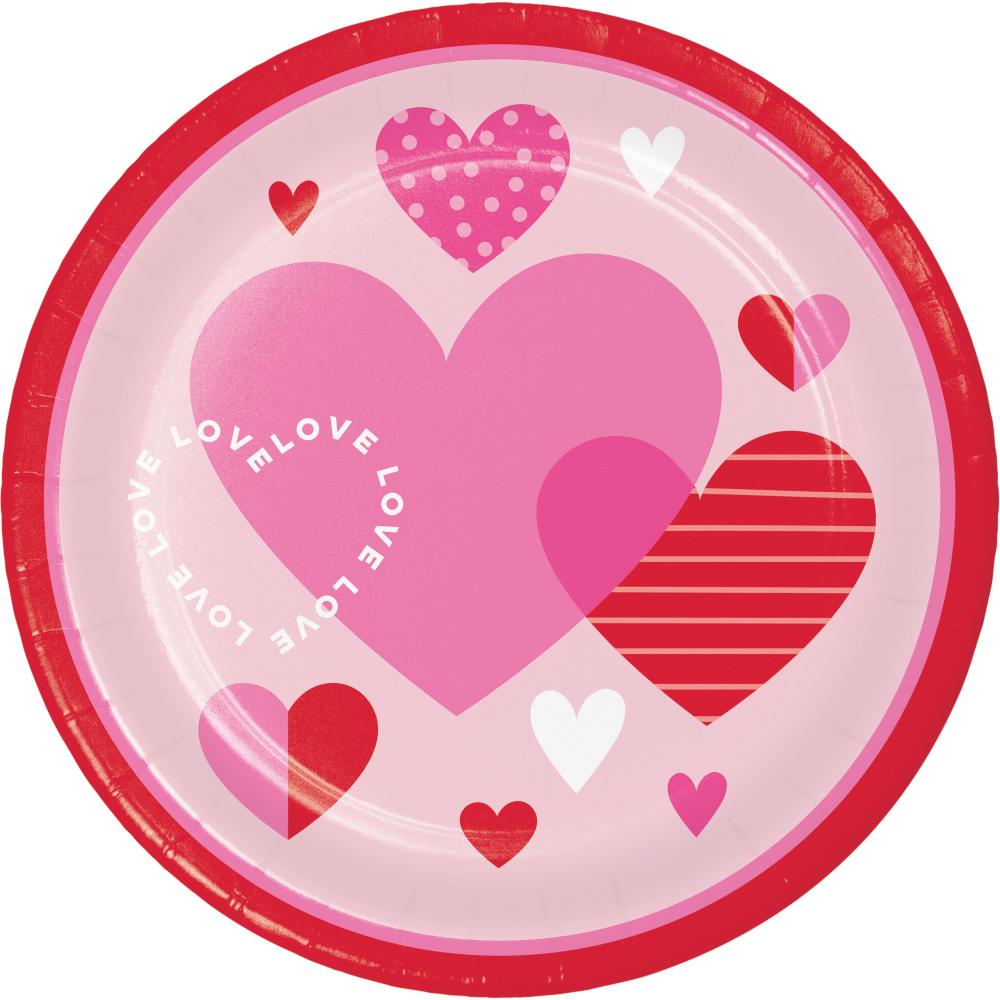 96ct Bulk Valentine's Textures Paper 9" Dinner Plate