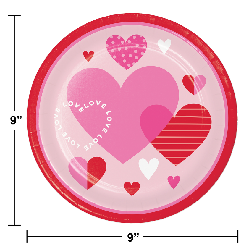 96ct Bulk Valentine's Textures Paper 9" Dinner Plate