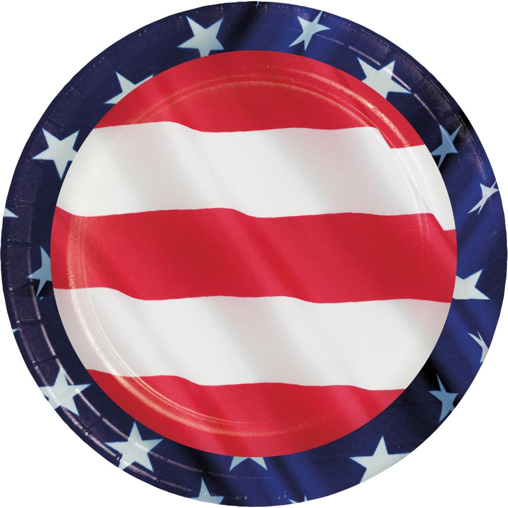 96ct Patriotic Stars and Stripes 6.75" Dessert Plates, USA Theme