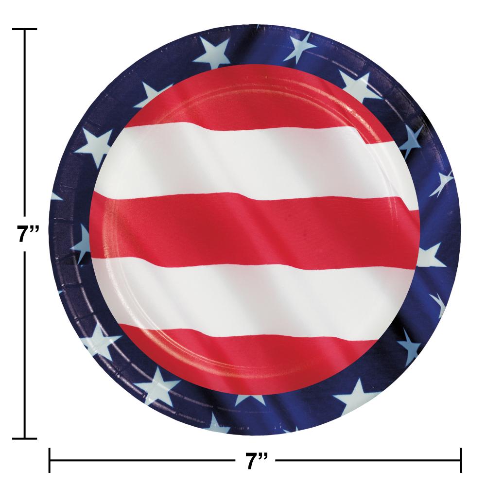 96ct Patriotic Stars and Stripes 6.75" Dessert Plates, USA Theme