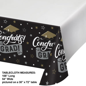 12ct Bulk Grad Glamor Paper Tablecover Border Print, 54" x 102"