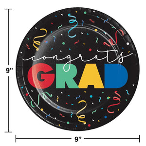 96ct Bulk Grad Cap Toss Paper 9" Dinner Plate