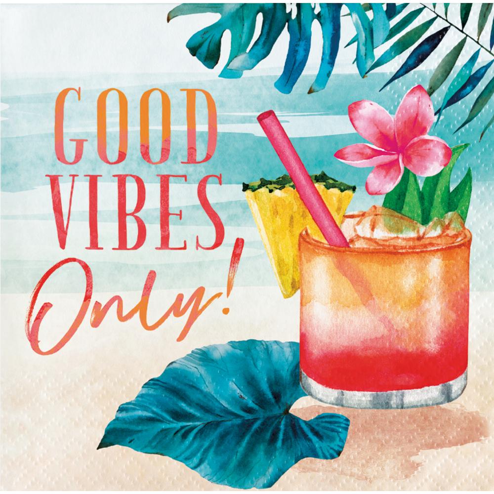 192ct Summer Breeze "Good Vibes" Paper Beverage Napkin