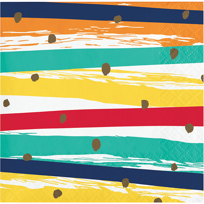 192ct Bulk Birthday Stripes Beverage Napkins