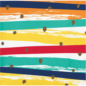 192ct Bulk Birthday Stripes Beverage Napkins