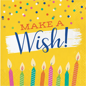 192ct Bulk Festive Cake Make a Wish Luncheon Napkins