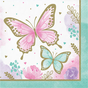 192ct Bulk Golden Butterfly Luncheon Napkins