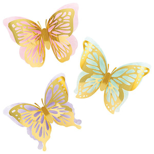 18ct Bulk Golden Butterfly Wall Decor