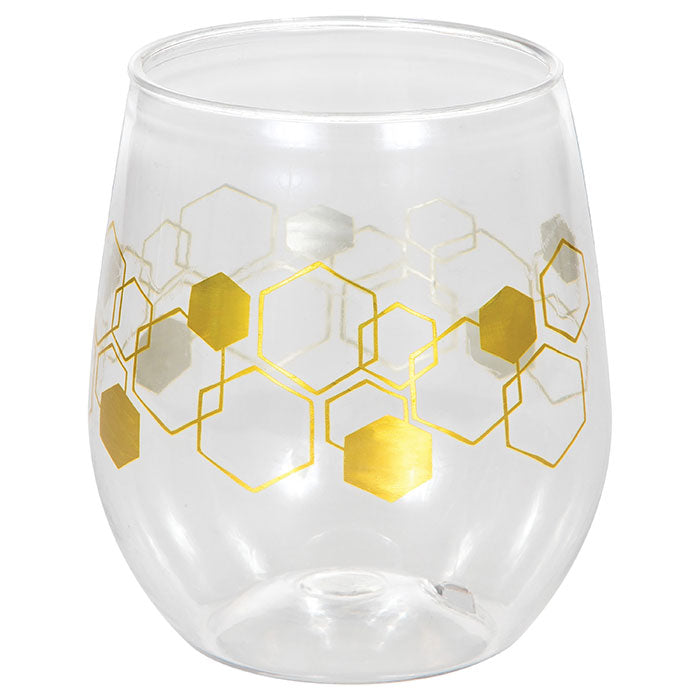 6ct Bulk Honeycomb Plastic Stemless Wine Glasses