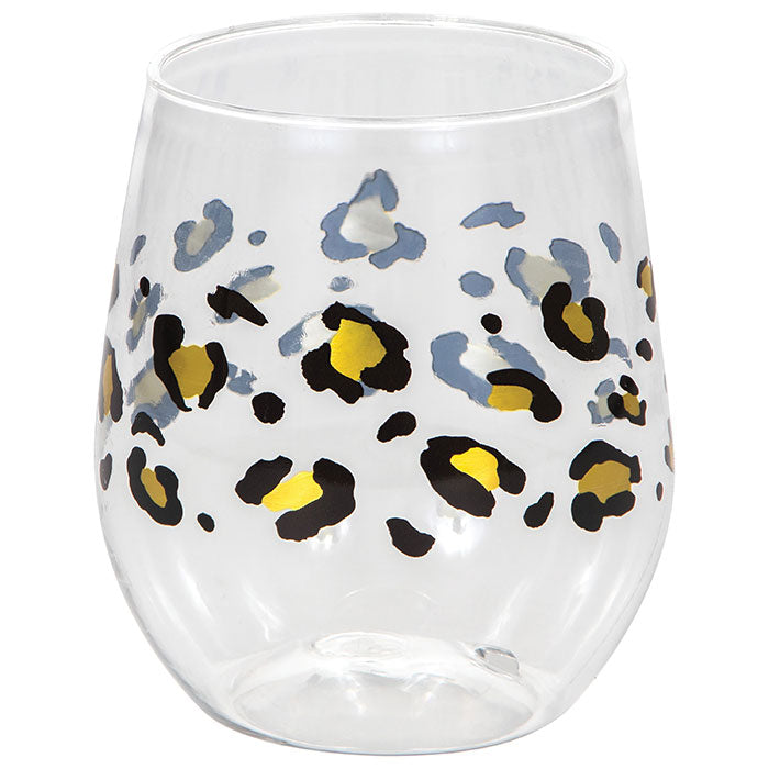 6ct Bulk Leopard Plastic Stemless Wine Glasses