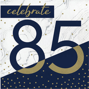 192ct Bulk Navy and Gold 85th Birthday Luncheon Napkins