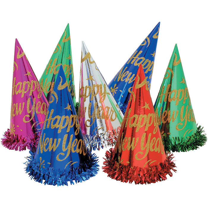 50ct Bulk New Year's Eve Foil Glitter Party Hats