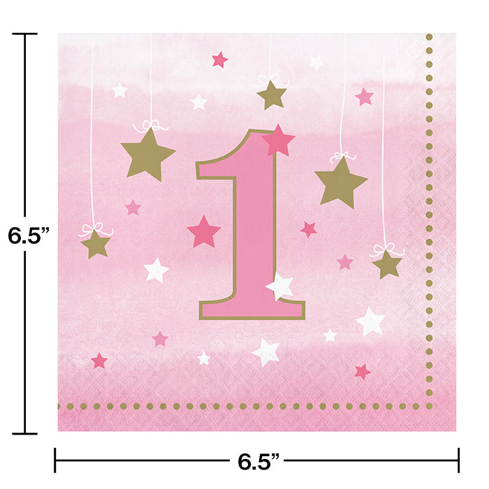 192ct Bulk One Little Star Girl 1st Birthday Luncheon Napkins