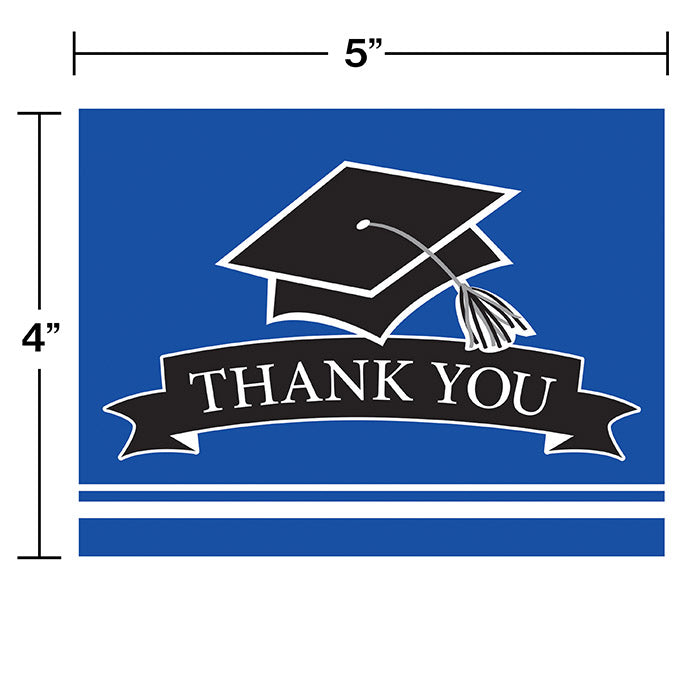 75ct Bulk Graduation School Spirit Blue Thank You Notes