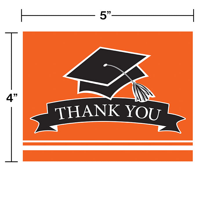 75ct Bulk Graduation School Spirit Orange Thank You Notes