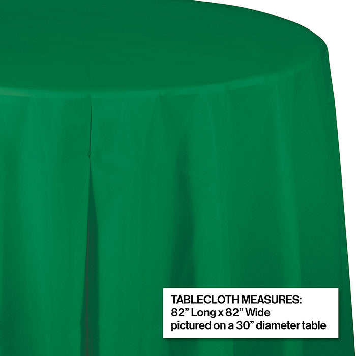 Bulk 12ct Emerald Green Round Plastic 82 inch Table Covers 