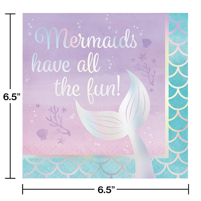 192ct Bulk Iridescent Mermaid All The Fun Luncheon Napkins