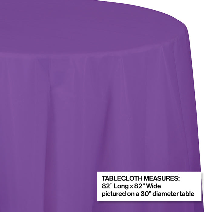 Bulk 12ct Amethyst Purple Round 82 inch Plastic Table Covers 