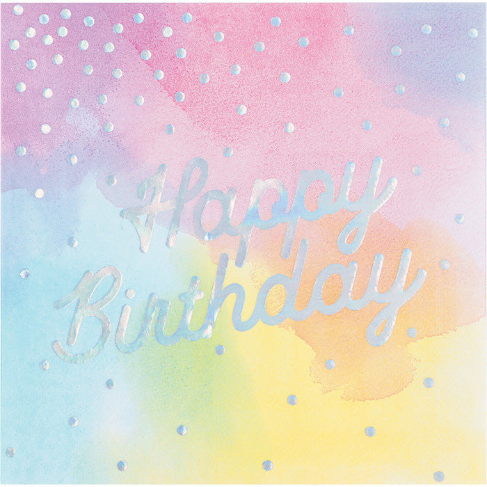 192ct Bulk Iridescent Party Happy Birthday Luncheon Napkins