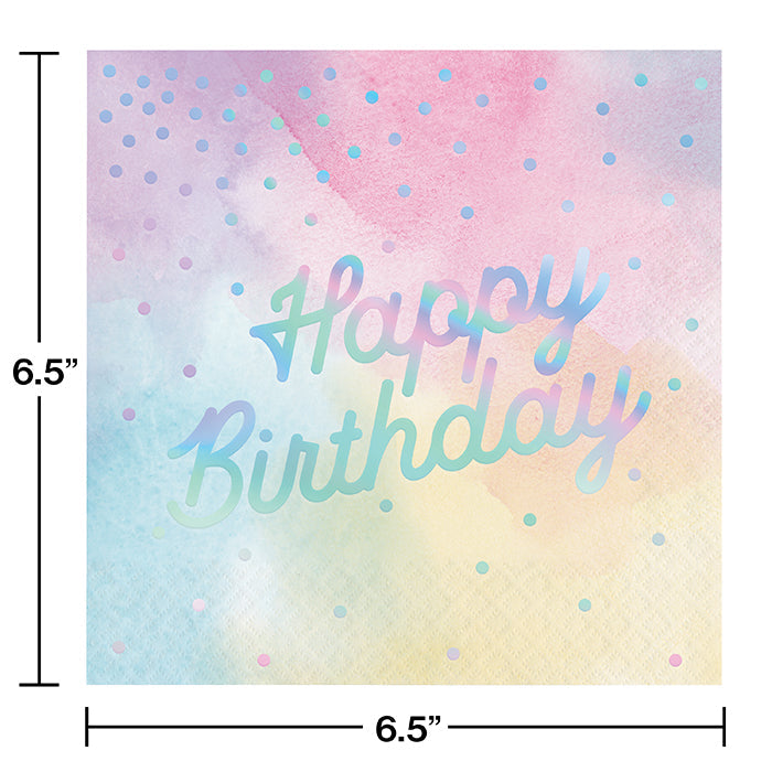 192ct Bulk Iridescent Party Happy Birthday Luncheon Napkins