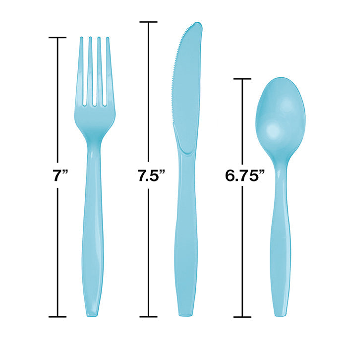 Bulk 288ct Pastel Blue Assorted Plastic Cutlery 